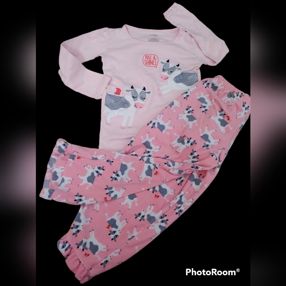 #1902 Cow rise shine 2pc pajama set girl 5 - Picture 1 of 2